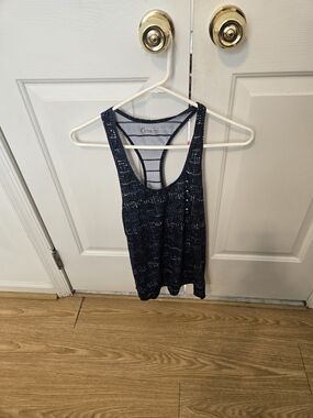 Zyia Active Navy and White Printed Racerback Tank